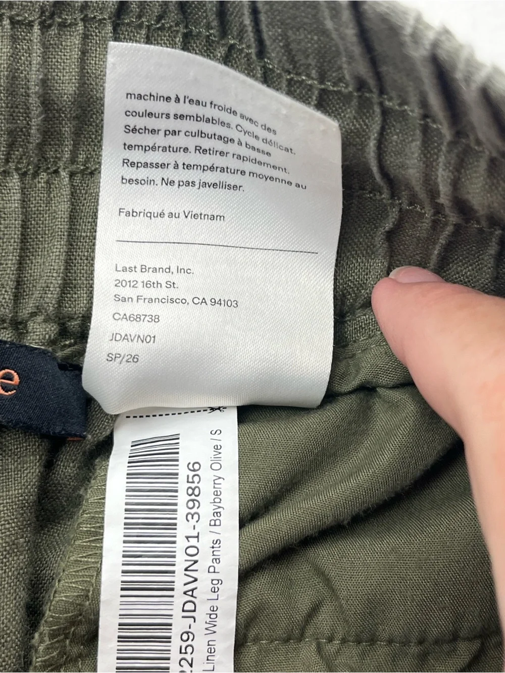Quince 100% European Linen Wide Leg Pants Bayberry Green Womens Small Pull-on